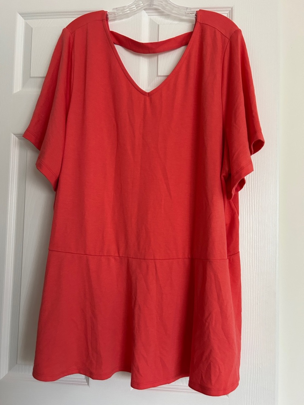 Lane Bryant Coral V-Neck Short Sleeve Tunic